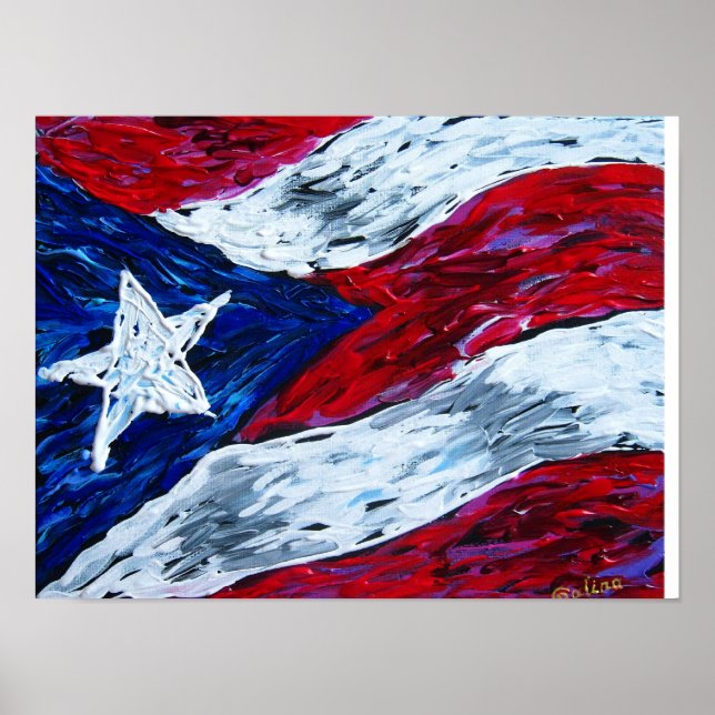 Poster Drapeau de Porto Rico (Devant)