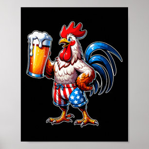 Poster Drapeau de poulets 4 juillet Patrioti