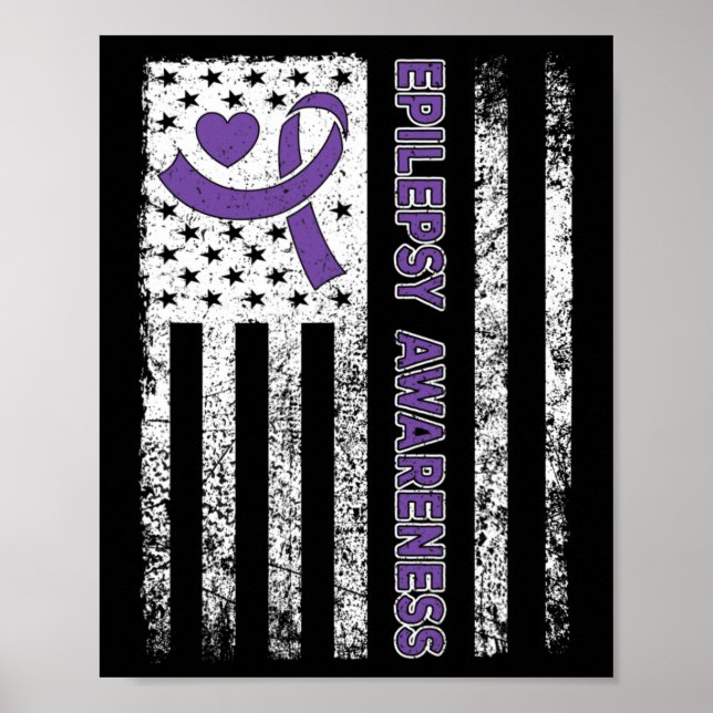 Poster Drapeau de sensibilisation à l'épilepsie violette  (Devant)
