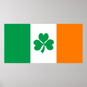 Poster Drapeau de shamrock de l'Irlande