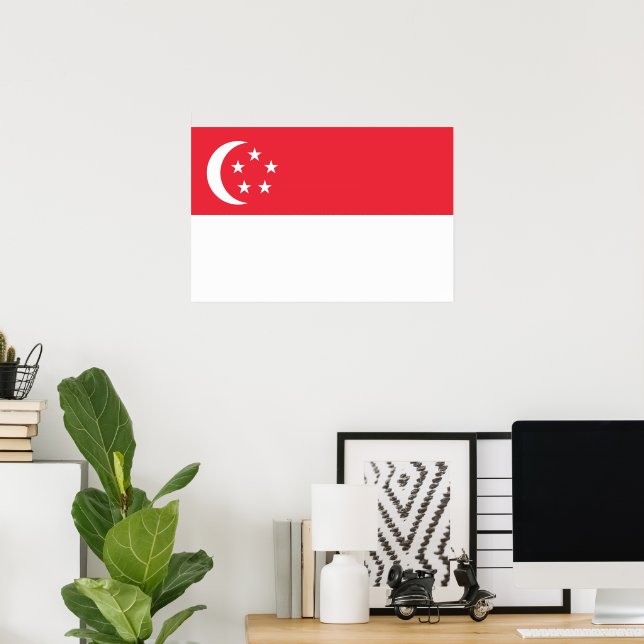 Poster Drapeau de Singapour (Bureau à domicile)