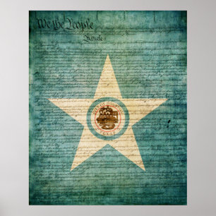 Poster Drapeau de ville de Houston