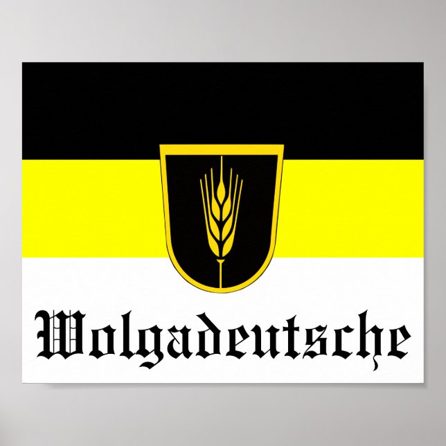 Poster Drapeau de Wolgadeutsche (version noir/jaune/blanc (Devant)