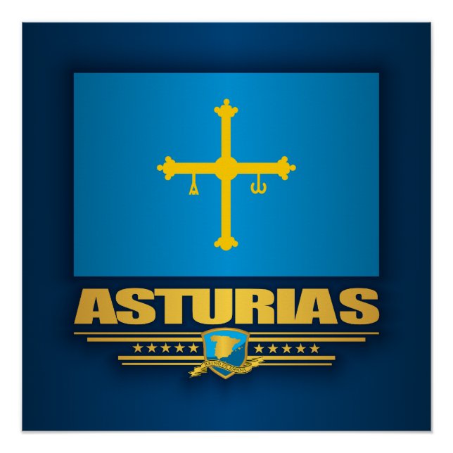 Poster Drapeau des Asturies (Devant)