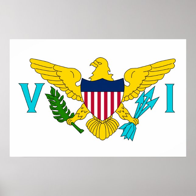Poster Drapeau des États-Unis, Îles Vierges américaines (Devant)