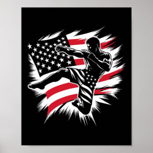Poster Drapeau des États-Unis Mma Arts Martiaux Mixtes Bo