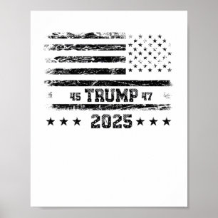 Poster Drapeau Des Etats-Unis.Président Donald Trump.r