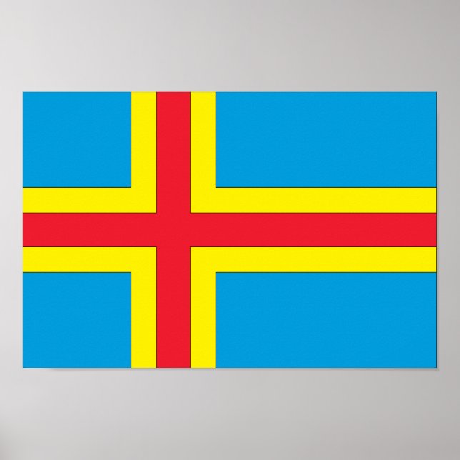 Poster Drapeau des îles Aland (Devant)