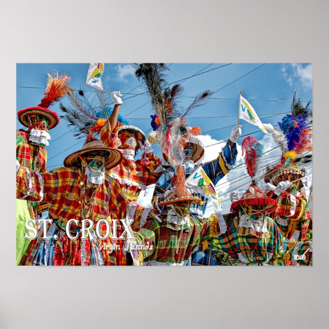 Poster Drapeau des îles Vierges américaines Moko Jumbies  (Devant)
