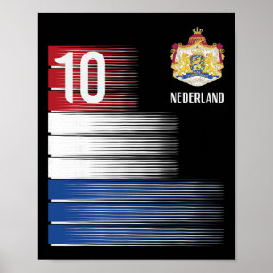 Poster Drapeau des Pays-Bas 10 Néerlandais Orange Footbal