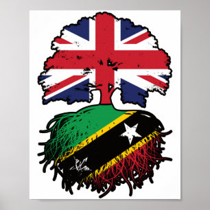 Poster Drapeau des racines de l'arbre britannique Saint K