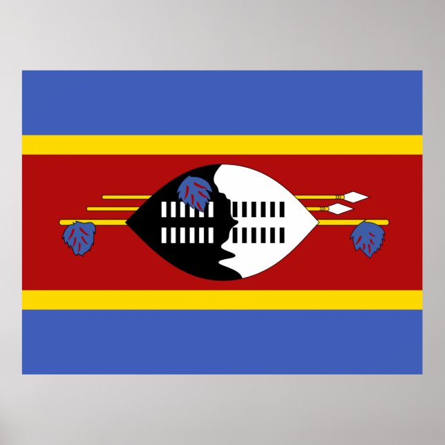 Poster Drapeau d'Eswatini (Devant)
