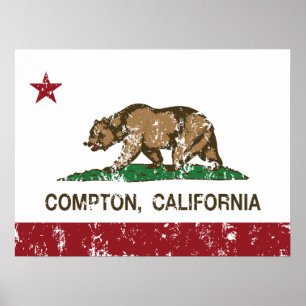 Poster Drapeau d'État de Californie Compton
