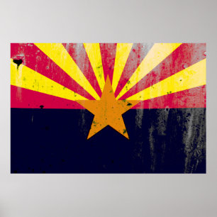 Poster Drapeau d'État de Grunge en Arizona