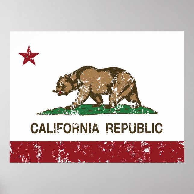 Poster Drapeau d'État de la République de Californie (Devant)