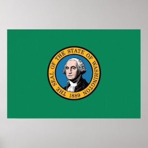 Poster Drapeau d'État de Washington, États-Unis