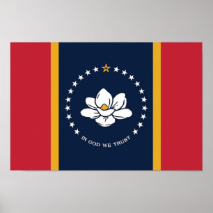 Poster Drapeau d'État du Mississippi (Nouveau en 2020)