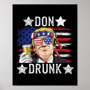 Poster Drapeau drôle du 4 juillet vintage patriotique ivr