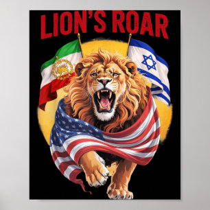 Poster Drapeau Drôle Rugissement des Lions