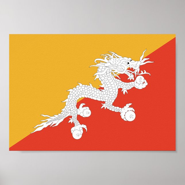 Poster Drapeau du Bhoutan (Devant)