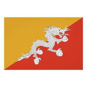 Poster Drapeau du Bhoutan patriotique