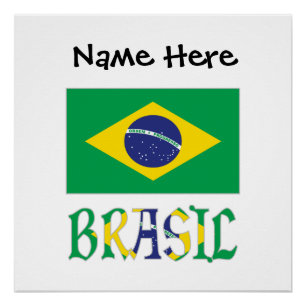 Poster Drapeau du Brésil et Brésil Personnalisé