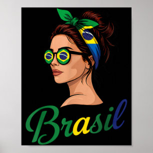 Poster Drapeau du Brésil Racines brésiliennes Fierté brés