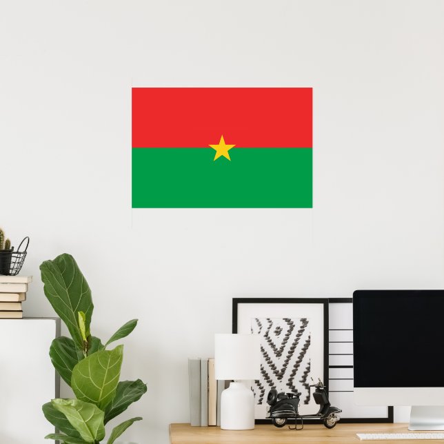 Poster drapeau du Burkina Faso (Bureau à domicile)