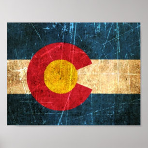 Poster Drapeau du Colorado soufflé et porté