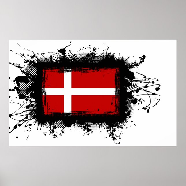 Poster Drapeau du Danemark (Devant)