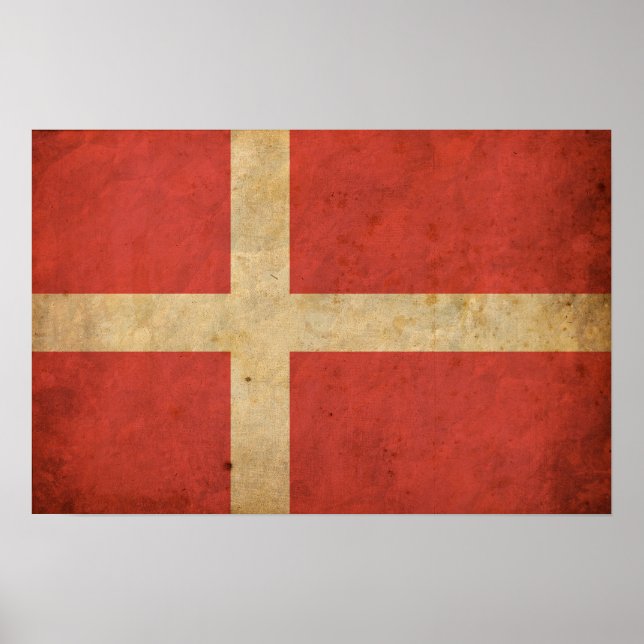 Poster Drapeau du Danemark vintage (Devant)