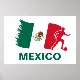 Poster Drapeau du football du Mexique