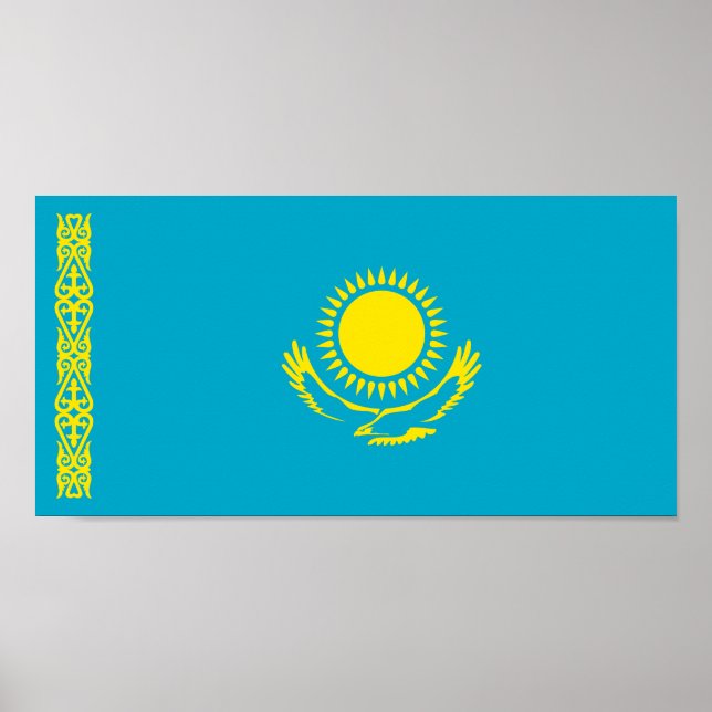 Poster Drapeau du Kazakhstan (Devant)