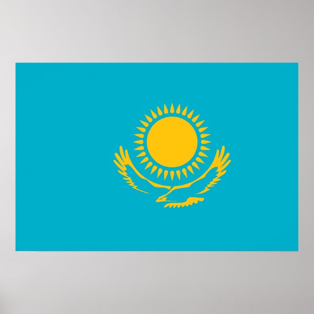 Poster Drapeau du Kazakhstan (Devant)