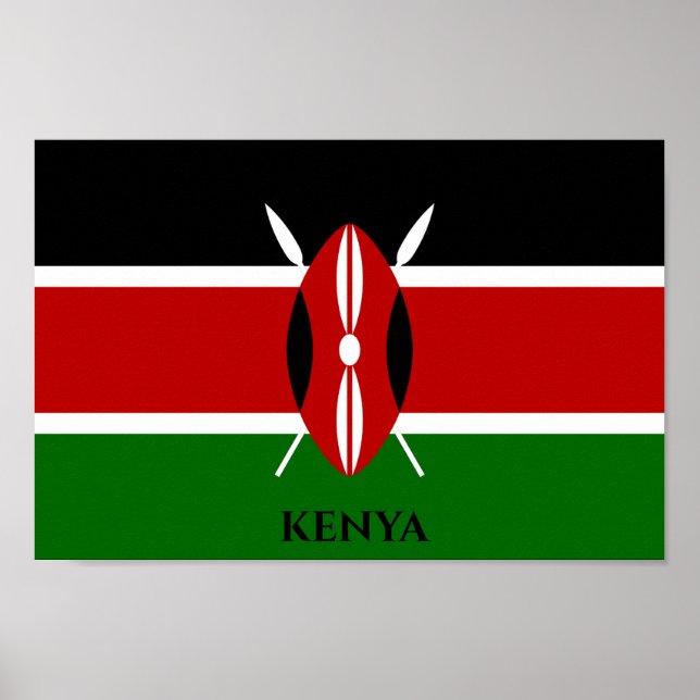 Poster Drapeau du Kenya, Afrique (Devant)