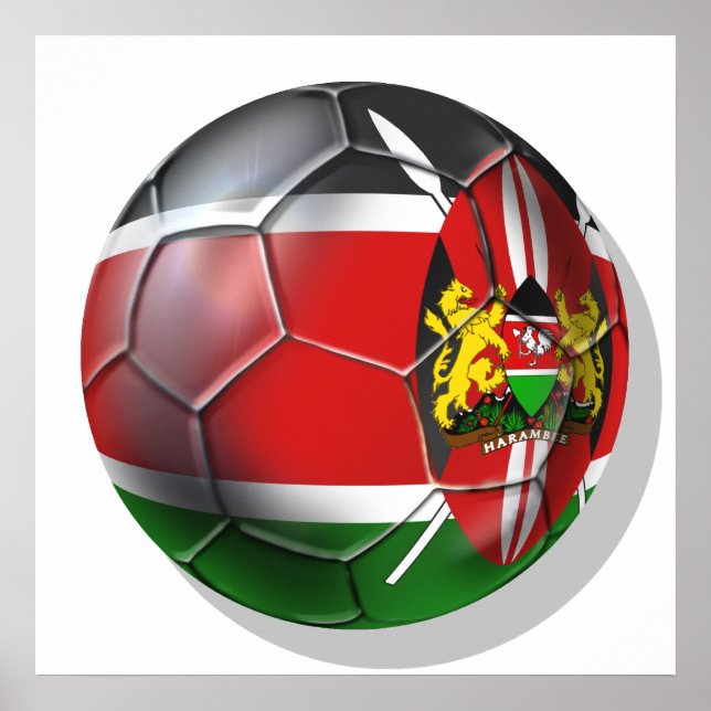 Poster Drapeau du Kenya footballeur de football (Devant)