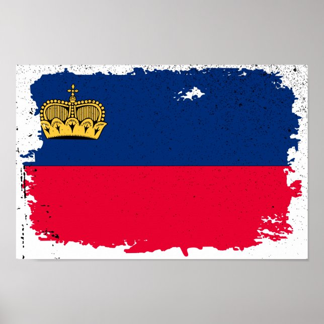 Poster Drapeau du Liechtenstein (Devant)