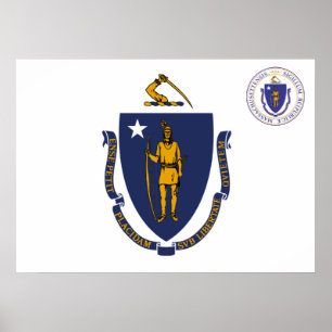 Poster Drapeau du Massachusetts