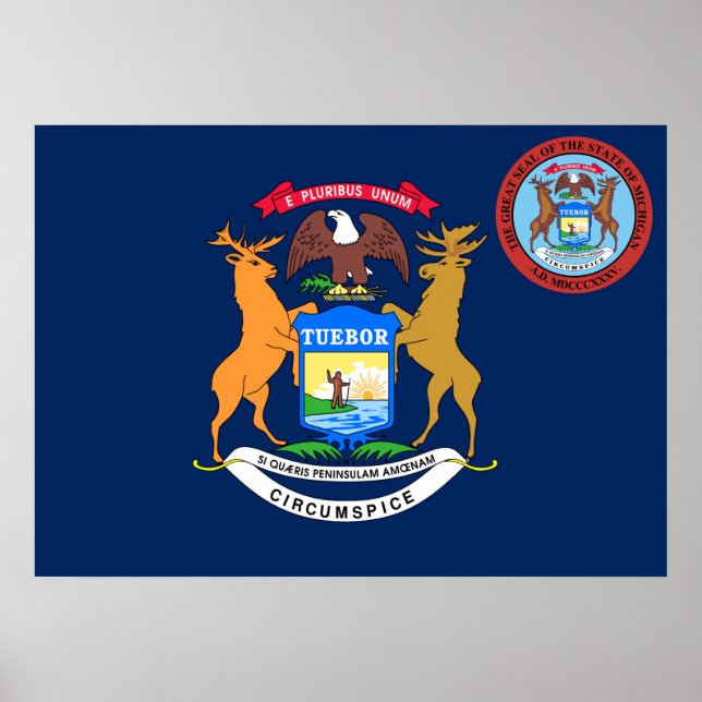 Poster Drapeau du Michigan (Devant)