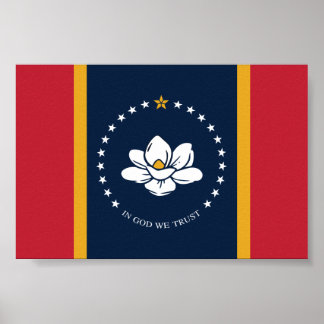Poster Drapeau du Mississippi - Nouveau Drapeau de Magnol