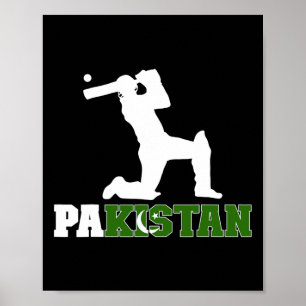 Poster Drapeau du Pakistan Joueur de cricket Fans de cric
