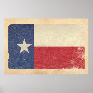 Poster Drapeau du Texas âgé