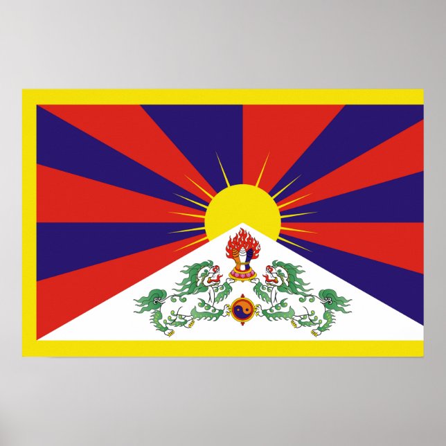 Poster Drapeau du Tibet libre (Devant)