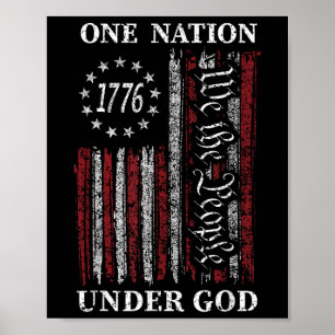Poster Drapeau d'une nation sous Dieu 4 juillet Patriotiq