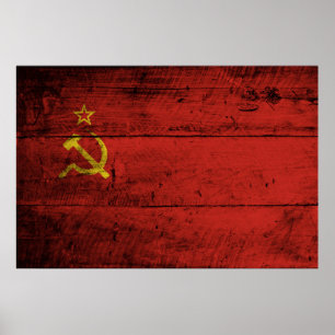 Poster Drapeau d'Union Soviétique sur le vieux grain en