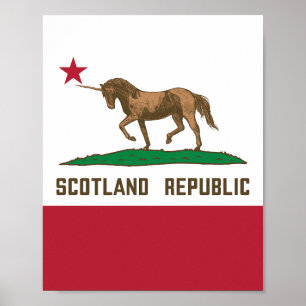 Poster Drapeau écossais Californie Unicorne