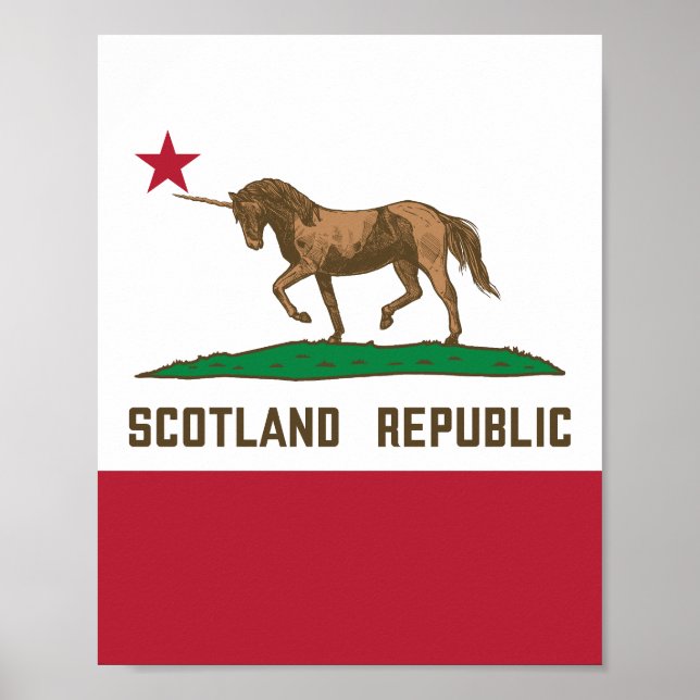 Poster Drapeau écossais Californie Unicorne (Devant)
