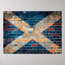 Drapeau écossais sur un mur de briques