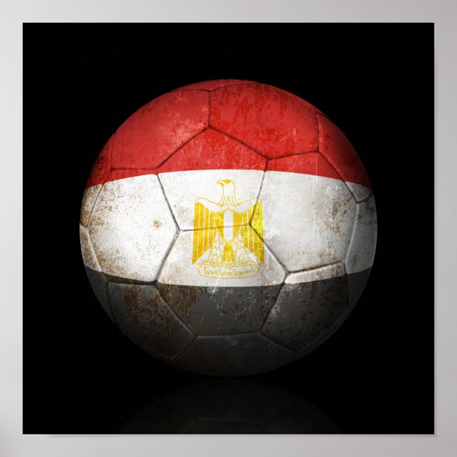 Poster Drapeau égyptien porté balle de football (Devant)
