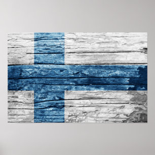Poster Drapeau en bois de Finlande